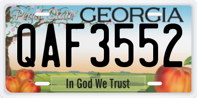 GA license plate QAF3552