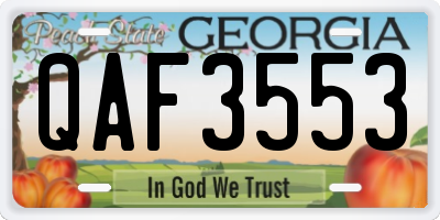 GA license plate QAF3553