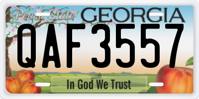 GA license plate QAF3557