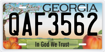 GA license plate QAF3562