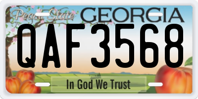 GA license plate QAF3568