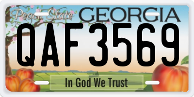 GA license plate QAF3569