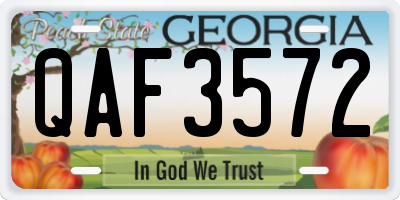 GA license plate QAF3572
