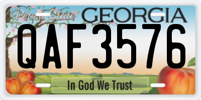 GA license plate QAF3576
