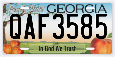 GA license plate QAF3585
