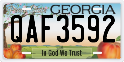 GA license plate QAF3592