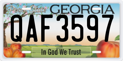 GA license plate QAF3597