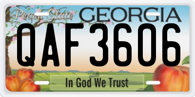 GA license plate QAF3606