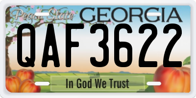 GA license plate QAF3622