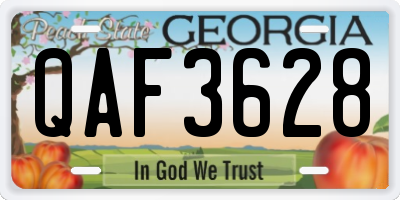 GA license plate QAF3628