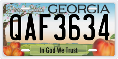 GA license plate QAF3634