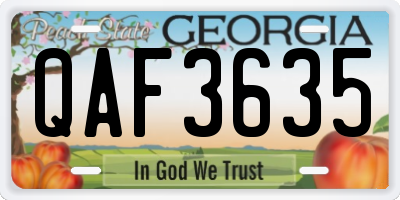 GA license plate QAF3635