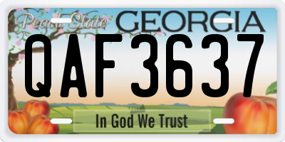 GA license plate QAF3637