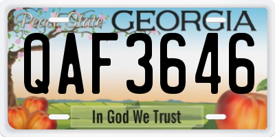 GA license plate QAF3646