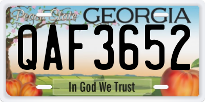 GA license plate QAF3652