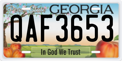 GA license plate QAF3653