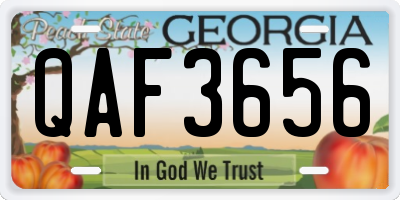 GA license plate QAF3656