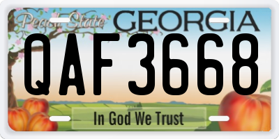 GA license plate QAF3668