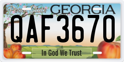 GA license plate QAF3670