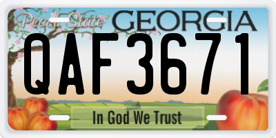 GA license plate QAF3671