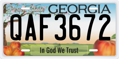 GA license plate QAF3672