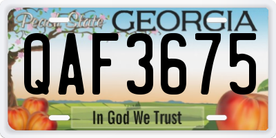 GA license plate QAF3675