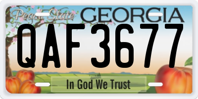 GA license plate QAF3677
