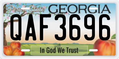 GA license plate QAF3696