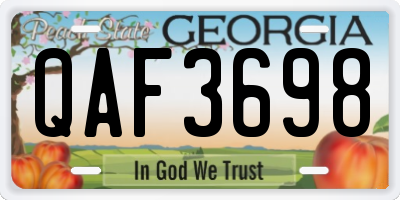 GA license plate QAF3698