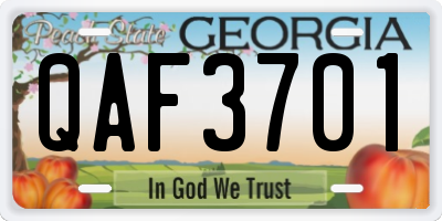 GA license plate QAF3701