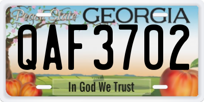 GA license plate QAF3702