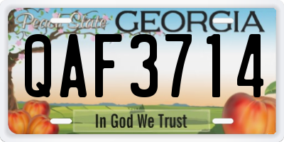 GA license plate QAF3714