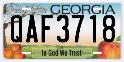 GA license plate QAF3718