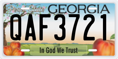 GA license plate QAF3721