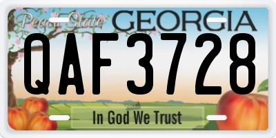 GA license plate QAF3728