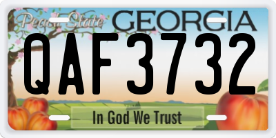 GA license plate QAF3732