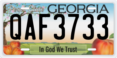 GA license plate QAF3733