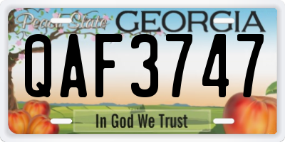 GA license plate QAF3747