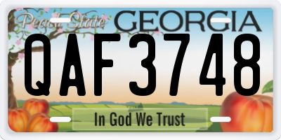 GA license plate QAF3748