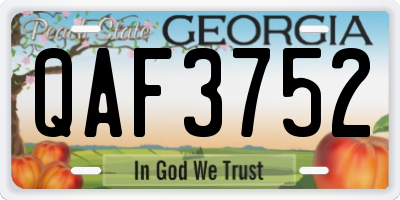 GA license plate QAF3752