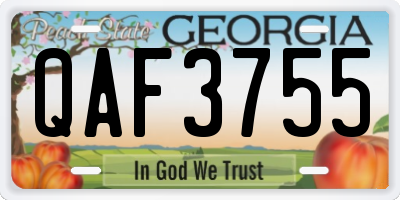 GA license plate QAF3755