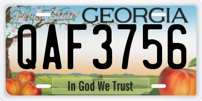 GA license plate QAF3756