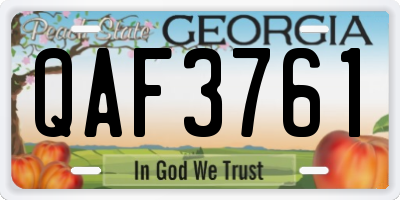 GA license plate QAF3761