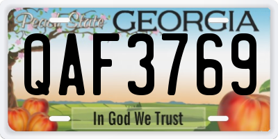 GA license plate QAF3769
