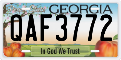 GA license plate QAF3772