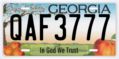 GA license plate QAF3777