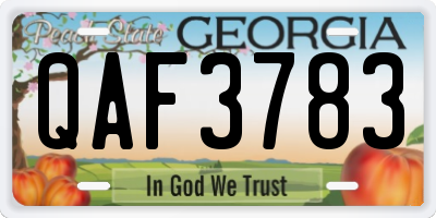 GA license plate QAF3783