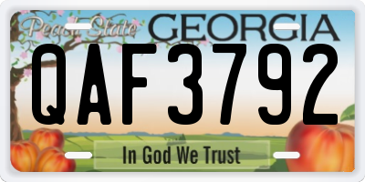 GA license plate QAF3792