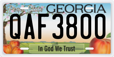 GA license plate QAF3800