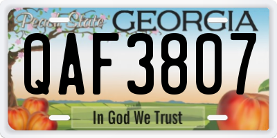 GA license plate QAF3807
